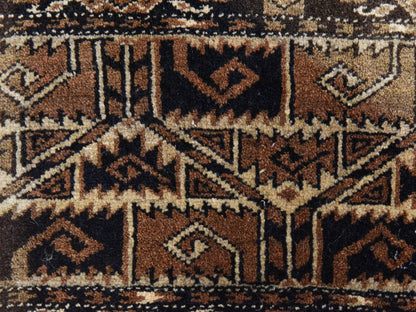 Brown 2'3" x 6'6" Vintage Hand knotted Wool Rug - Sku: O078649