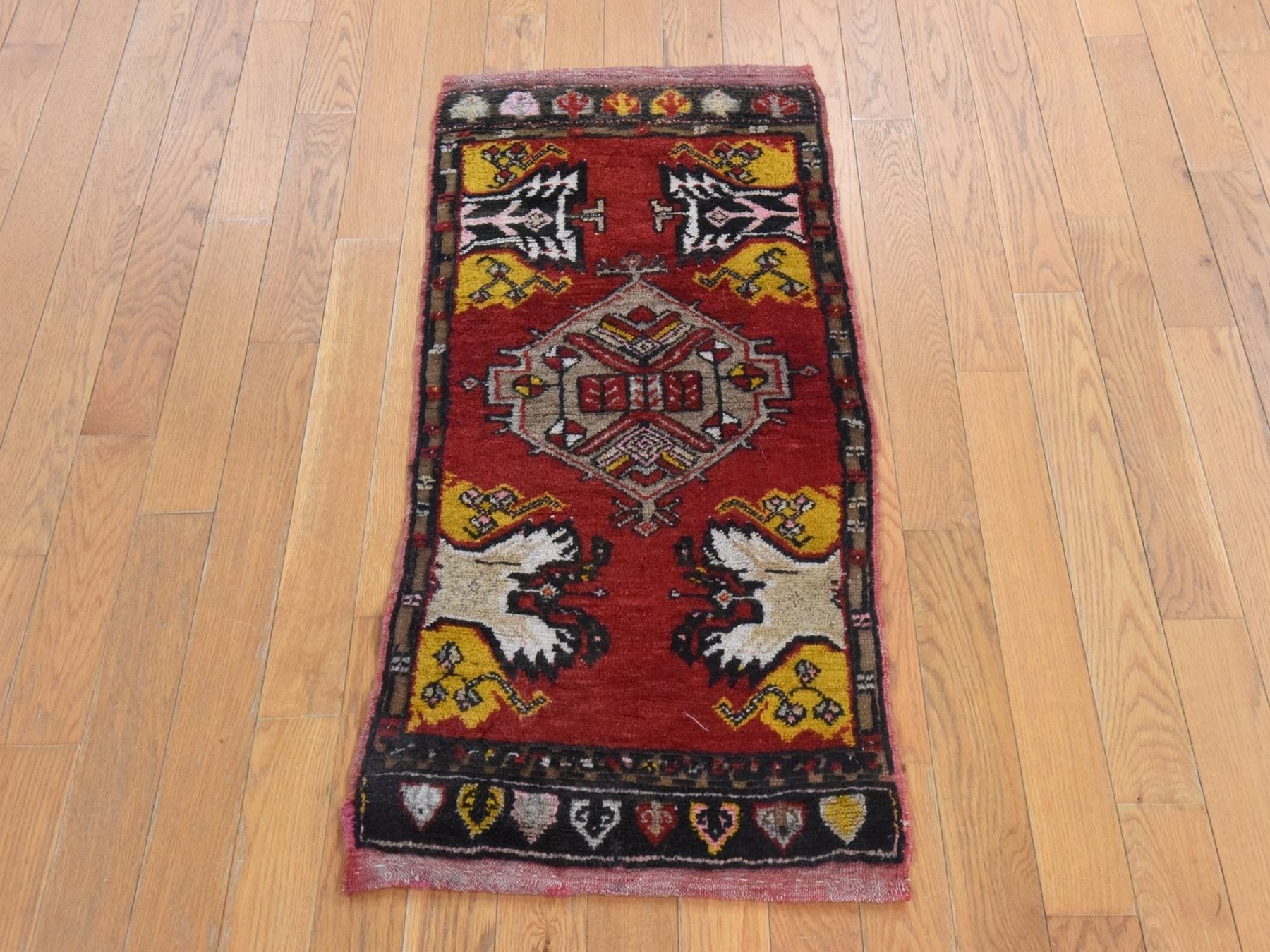 Oushak Antique hand-knotted wool rug in Red & Brown, 1'8" x 3'7" — SKU O078652 (view 2)