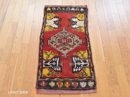 Red 1'8" x 3'7" Antique Hand knotted Wool Rug - Sku: O078652