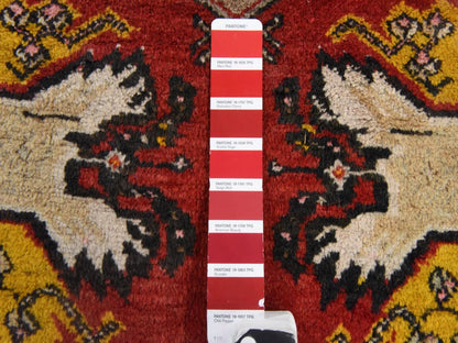 Red 1'8" x 3'7" Antique Hand knotted Wool Rug - Sku: O078652
