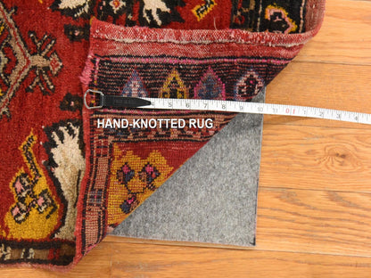Red 1'8" x 3'7" Antique Hand knotted Wool Rug - Sku: O078652