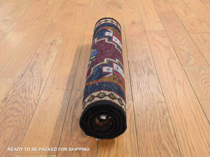 Tribal & Geometric hand-knotted wool rug in Red & Beige, 1'7" x 3' — SKU O078653 (view 6)