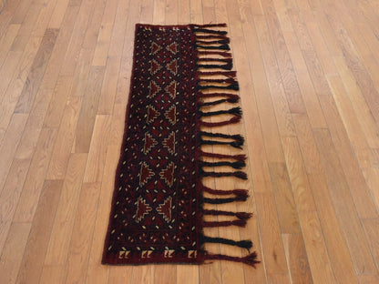 Brown 1'3" x 5'0" Tribal & Geometric Hand knotted Wool Rug - Sku: O078654