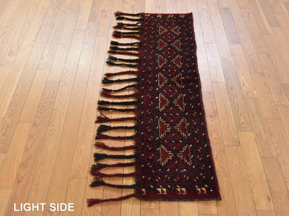 Brown 1'3" x 5'0" Tribal & Geometric Hand knotted Wool Rug - Sku: O078654