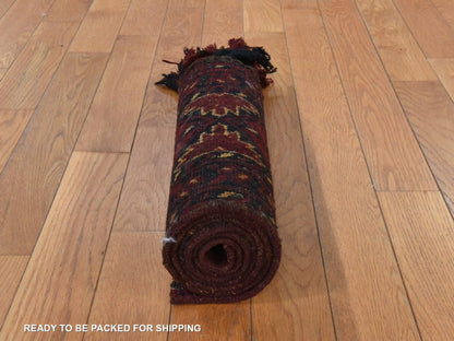 Brown 1'3" x 5'0" Tribal & Geometric Hand knotted Wool Rug - Sku: O078654