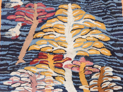 Blue 2'0" x 2'2" Tribal & Geometric Hand stitched Wool Rug - Sku: O078656