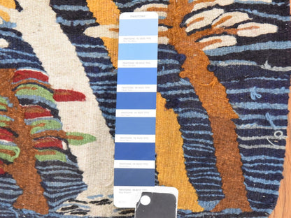 Blue 2'0" x 2'2" Tribal & Geometric Hand stitched Wool Rug - Sku: O078656