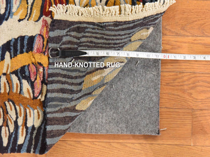 Blue 2'0" x 2'2" Tribal & Geometric Hand stitched Wool Rug - Sku: O078656