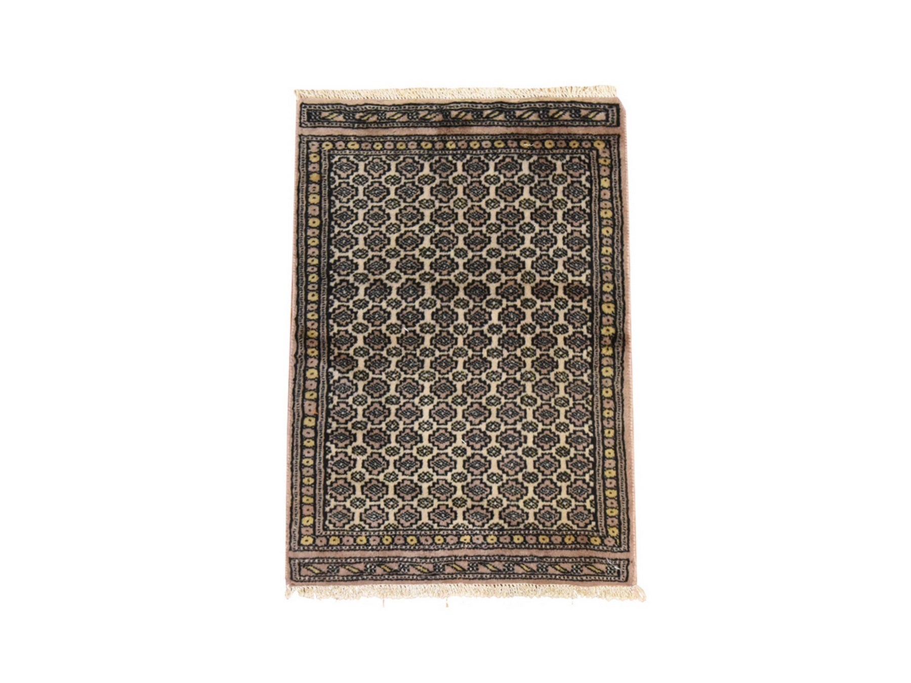Ivory 1'6" x 2'2" Tribal & Geometric Hand knotted Wool Rug - Sku: O078657
