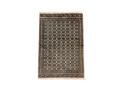 Tribal & Geometric hand-knotted wool rug in Ivory, 1'6" x 2'2" — SKU O078657