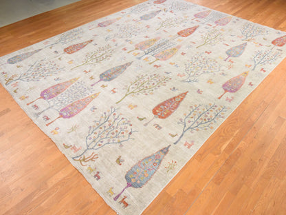 Transitional hand-knotted wool rug in Ivory, 11'6" x 14'6" — SKU O078659 (view 4)