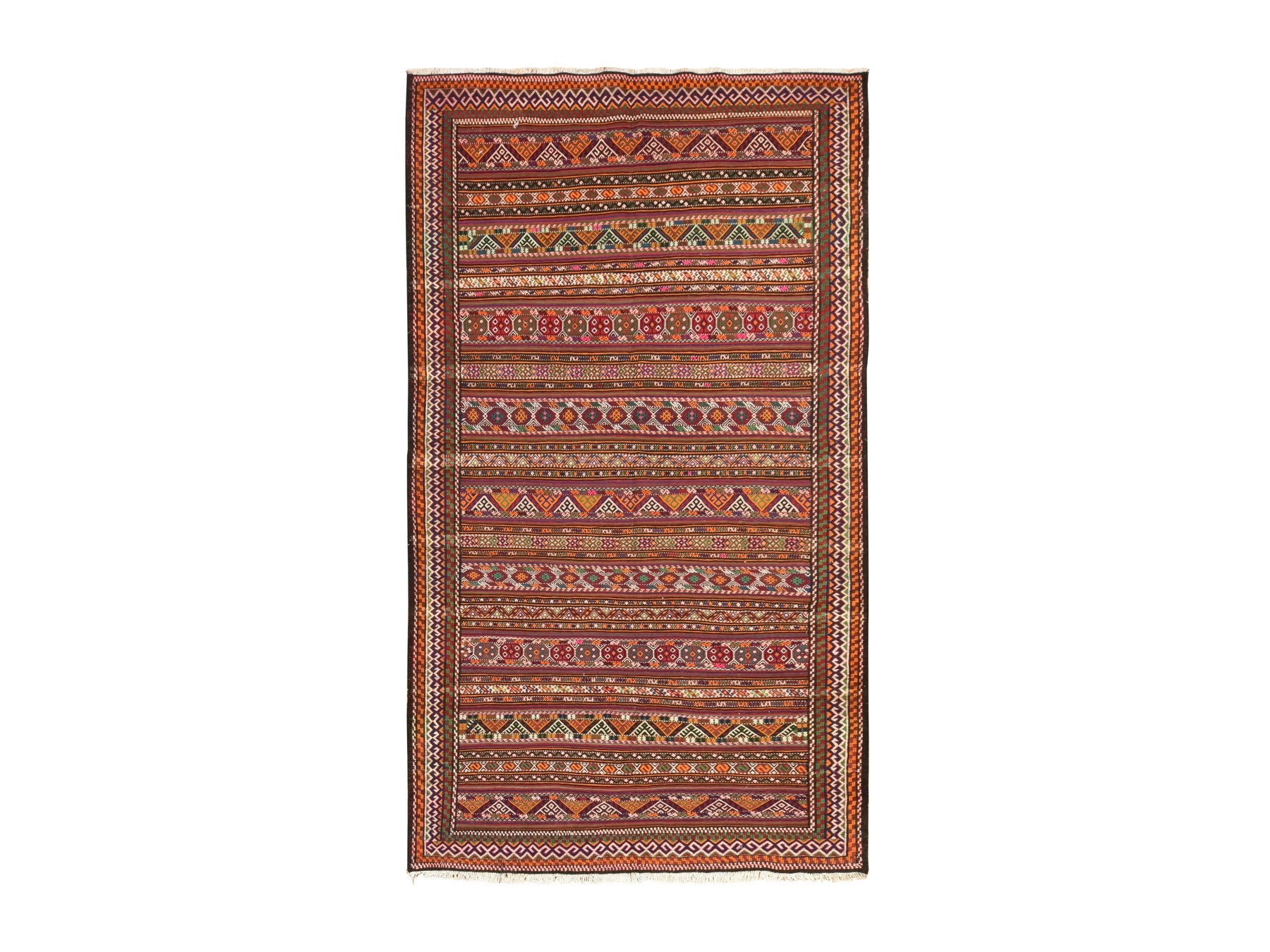 Soumak Flat-Weave hand-knotted wool rug in Red, 6'1" x 10'5" — SKU O078661