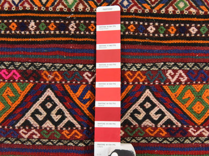 Soumak Flat-Weave hand-knotted wool rug in Red, 6'1" x 10'5" — SKU O078661 (view 6)