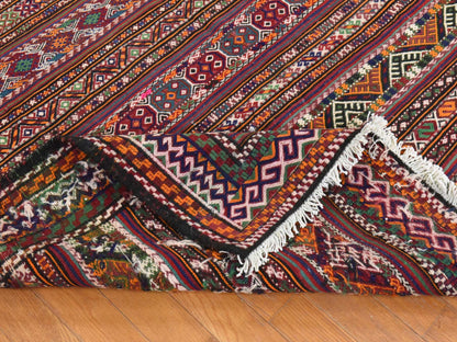 Soumak Flat-Weave hand-knotted wool rug in Red, 6'1" x 10'5" — SKU O078661 (view 8)