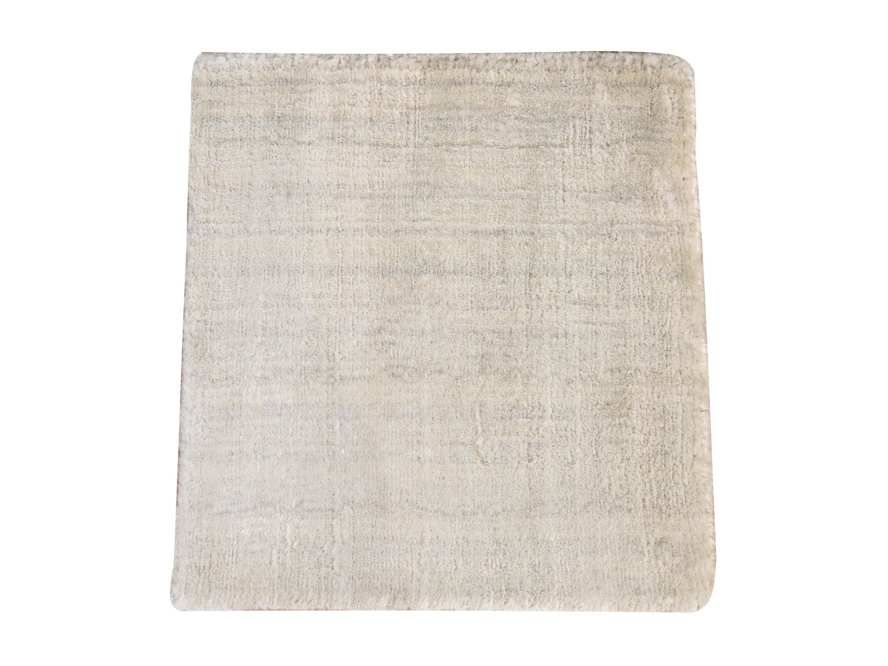 Ivory 1'0" x 1'0" Modern and Contemporary Handloom Wool/Silk Rug - Sku: O078662