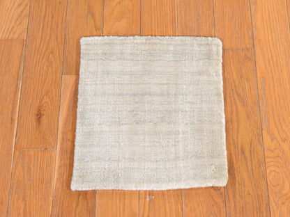 Ivory 1'0" x 1'0" Modern and Contemporary Handloom Wool/Silk Rug - Sku: O078662
