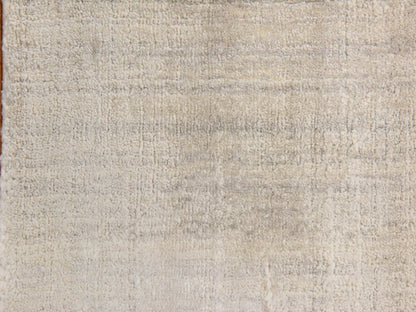 Ivory 1'0" x 1'0" Modern and Contemporary Handloom Wool/Silk Rug - Sku: O078662