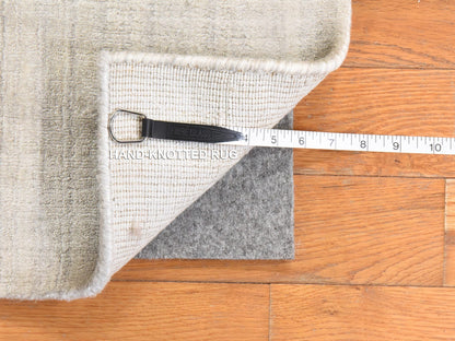 Ivory 1'0" x 1'0" Modern and Contemporary Handloom Wool/Silk Rug - Sku: O078662