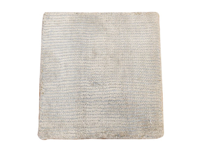 Ivory 1'0" x 1'0" Modern and Contemporary Handloom Wool/Silk Rug - Sku: O078664