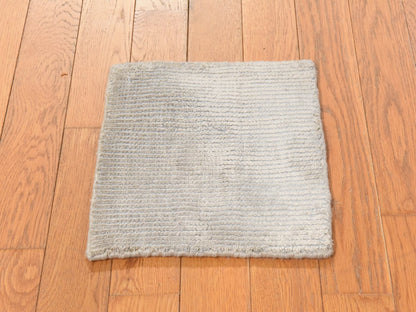 Ivory 1'0" x 1'0" Modern and Contemporary Handloom Wool/Silk Rug - Sku: O078664