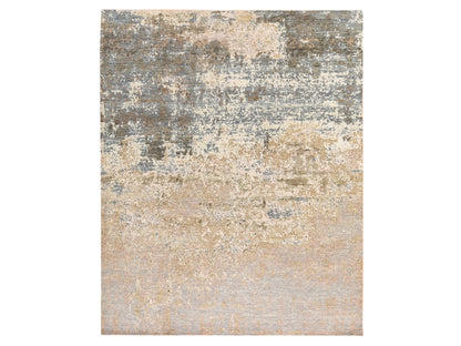 Modern / Contemporary hand-knotted wool/silk rug in Gray, 8' x 9'10" — SKU O078665