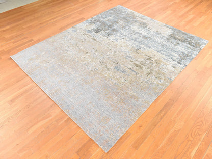 Modern / Contemporary hand-knotted wool/silk rug in Gray, 8' x 9'10" — SKU O078665 (view 4)