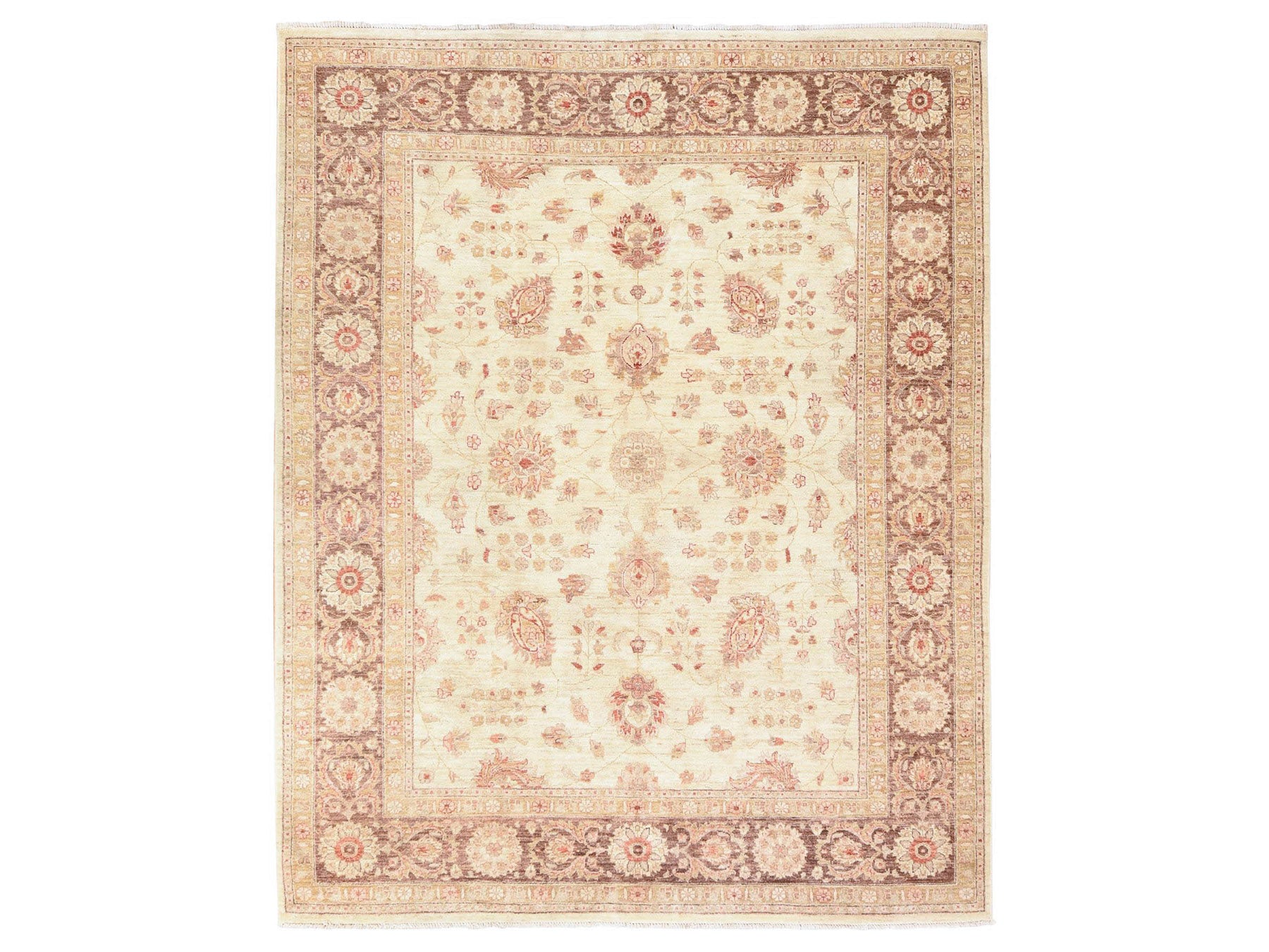 Beige 8'0" x 10'0" Oushak And Peshawar Hand knotted Wool Rug - Sku: O078666