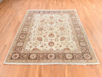 Beige 8'0" x 10'0" Oushak And Peshawar Hand knotted Wool Rug - Sku: O078666