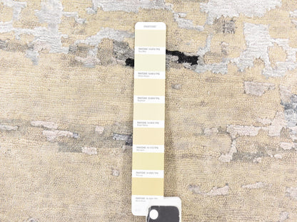 Modern / Contemporary hand-knotted wool/silk rug in Gray, 9'10" x 10' — SKU O078667 (view 6)
