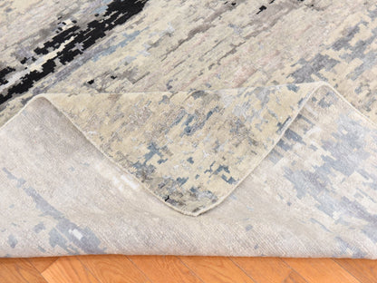 Modern / Contemporary hand-knotted wool/silk rug in Gray, 9'10" x 10' — SKU O078667 (view 8)