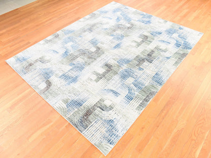 Ivory 8'0" x 10'2" Modern and Contemporary Hand knotted Wool/Silk Rug - Sku: O078668