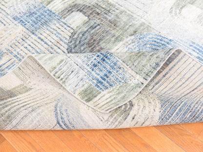 Ivory 8'0" x 10'2" Modern and Contemporary Hand knotted Wool/Silk Rug - Sku: O078668