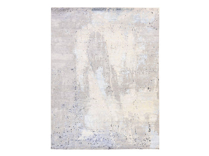 Modern / Contemporary hand-knotted wool/silk rug in Gray, 7'9" x 10'3" — SKU O078669