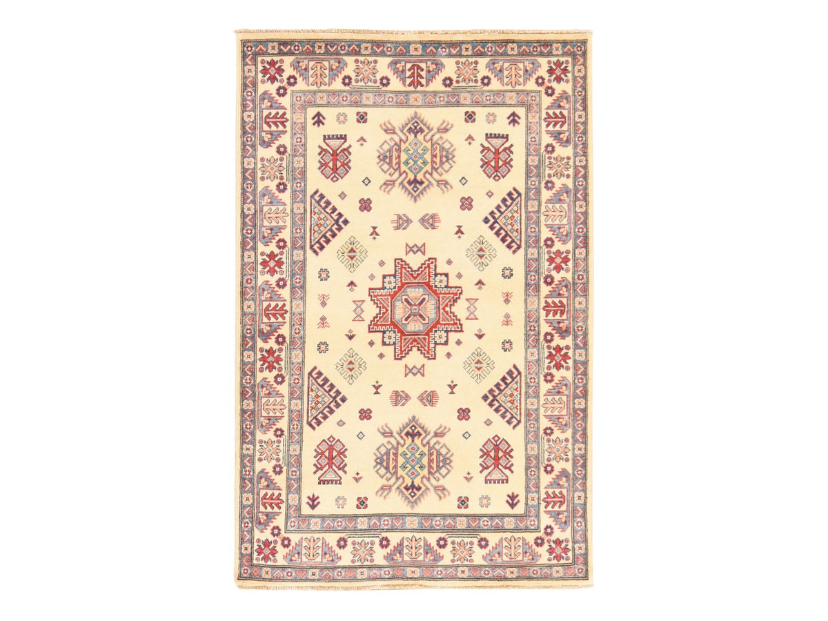 Kazak Kazak hand-knotted wool rug in Ivory, 3'10" x 6' — SKU O078670