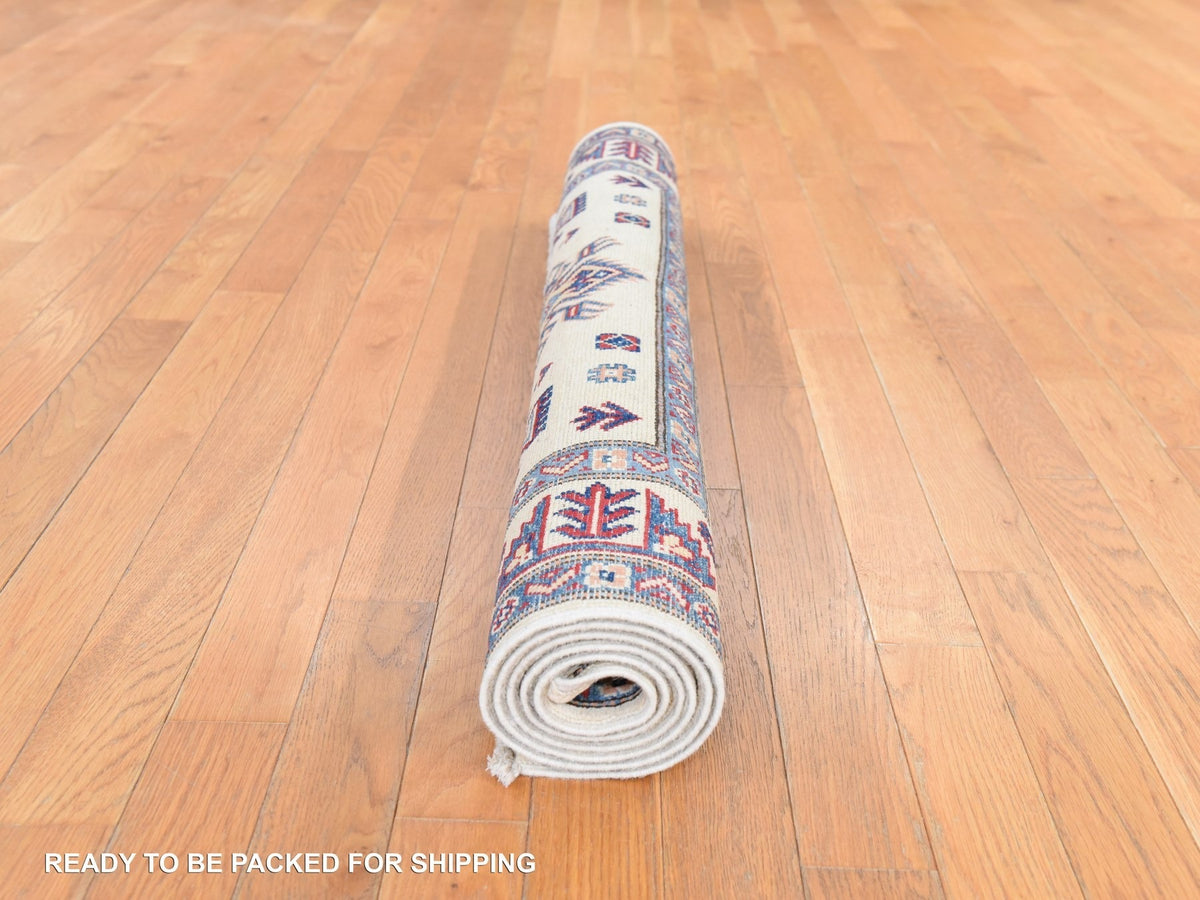 Kazak Kazak hand-knotted wool rug in Ivory, 3'10" x 6' — SKU O078670 (view 8)