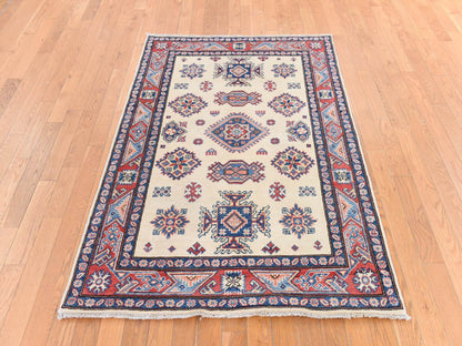 Kazak Kazak hand-knotted wool rug in Ivory & Rust, 4' x 5'7" — SKU O078671 (view 2)