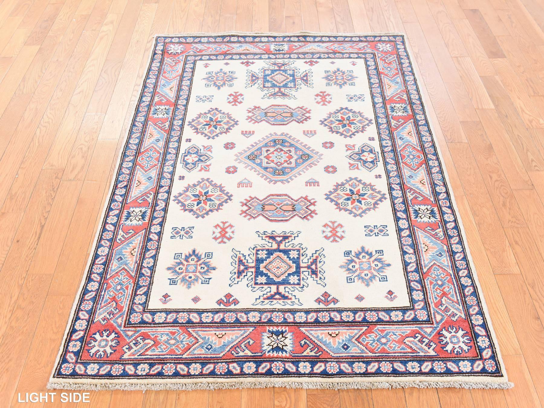 Kazak Kazak hand-knotted wool rug in Ivory & Rust, 4' x 5'7" — SKU O078671 (view 3)