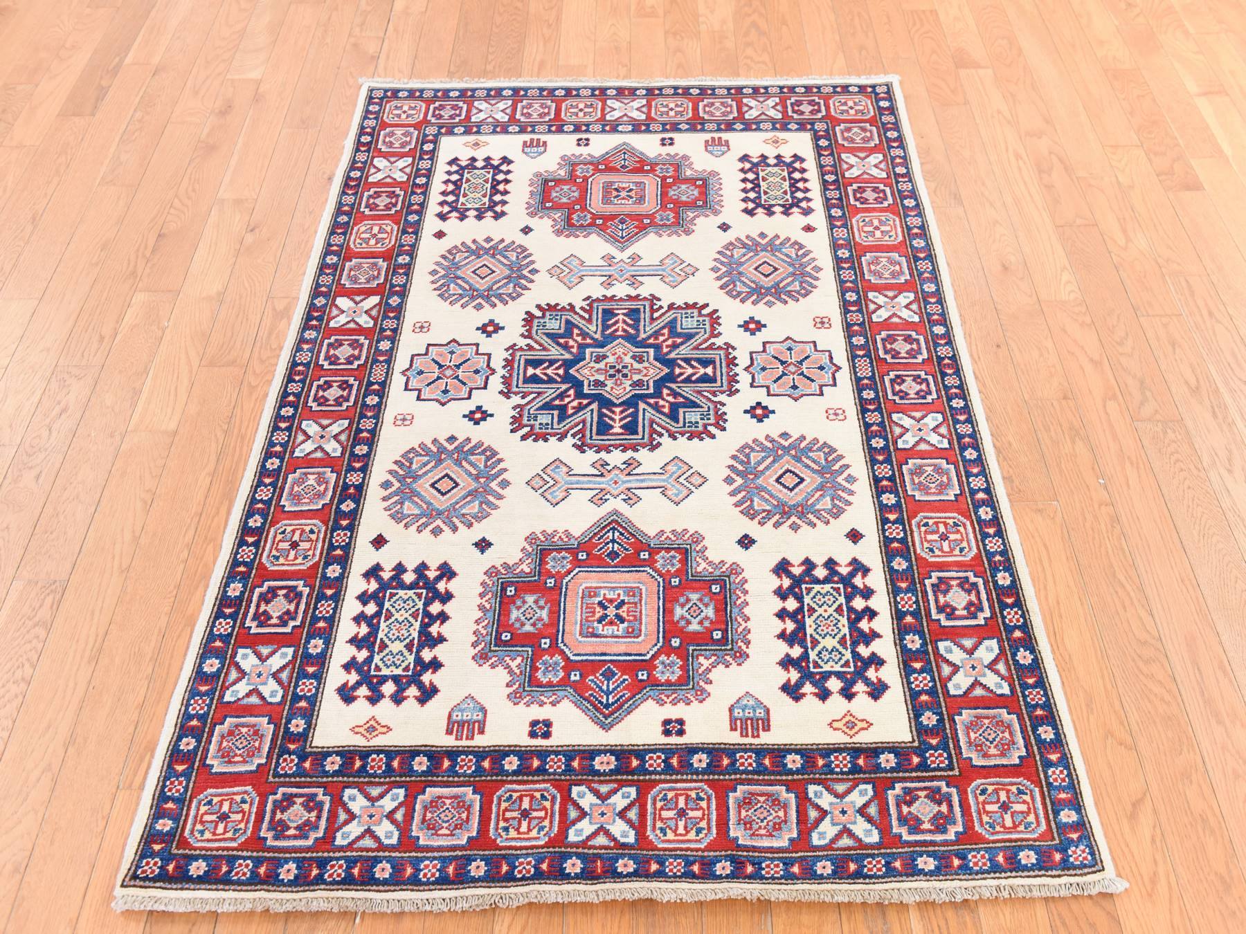 Kazak Kazak hand-knotted wool rug in Ivory, 4' x 5'6" — SKU O078672 (view 2)