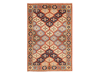 Ersari Tribal & Geometric hand-knotted wool rug in Orange, 4' x 6' — SKU O078673