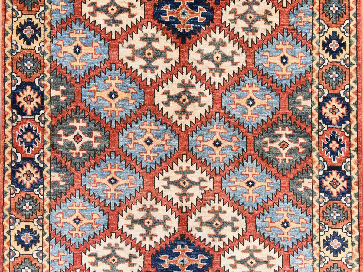Ersari Tribal & Geometric hand-knotted wool rug in Orange, 4' x 6' — SKU O078673 (view 4)