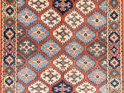 Ersari Tribal & Geometric hand-knotted wool rug in Orange, 4' x 6' — SKU O078673 (view 4)
