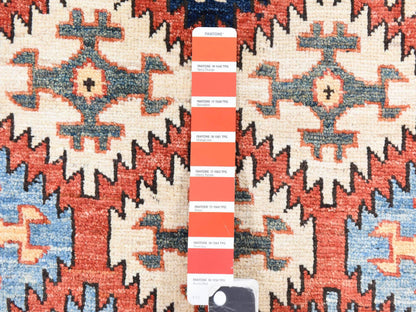 Ersari Tribal & Geometric hand-knotted wool rug in Orange, 4' x 6' — SKU O078673 (view 5)
