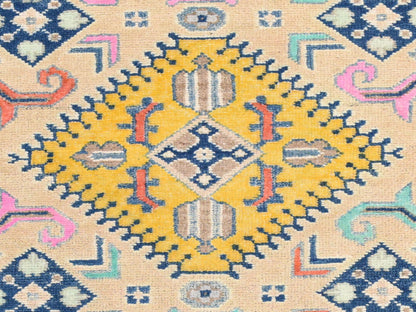 Pink 4'1" x 6'1" Tribal & Geometric Hand knotted Wool Rug - Sku: O078674