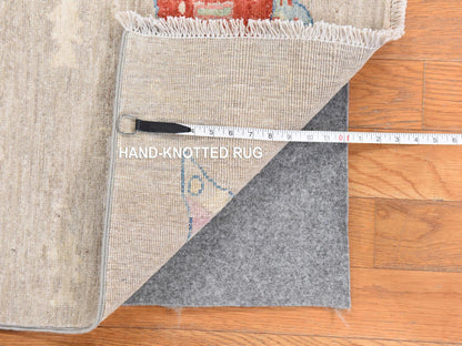 Ivory 4'0" x 6'0" Modern and Contemporary Hand knotted Wool Rug - Sku: O078677