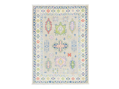Beige 3'10" x 5'5" Kazak Hand knotted Wool Rug - Sku: O078678