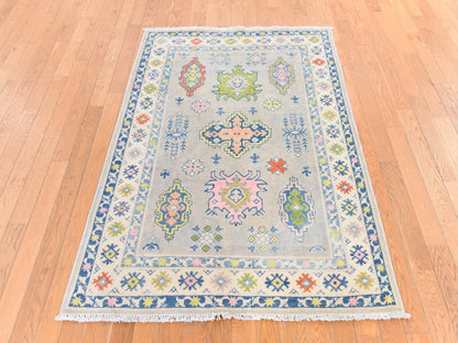 Beige 3'10" x 5'5" Kazak Hand knotted Wool Rug - Sku: O078678