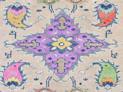 Ivory 4'0" x 5'9" Tribal & Geometric Hand knotted Wool Rug - Sku: O078679