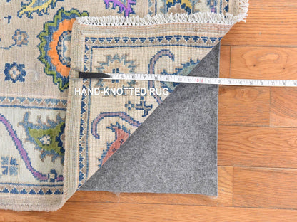 Ivory 4'0" x 5'9" Tribal & Geometric Hand knotted Wool Rug - Sku: O078679
