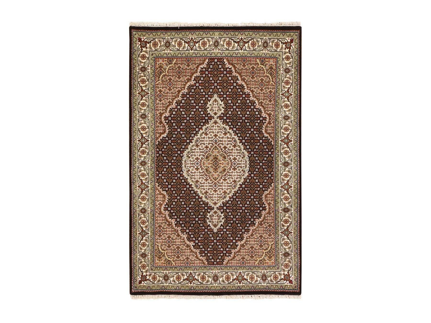 Black 4'0" x 6'0" Fine Oriental Hand knotted Wool Rug - Sku: O078681