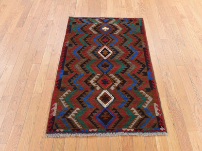 Brown 3'0" x 4'6" Tribal & Geometric Hand knotted Wool Rug - Sku: O078682